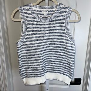 J.Crew Striped Knit Sweater Tank Navy White Sleeveless Cotton Top M
